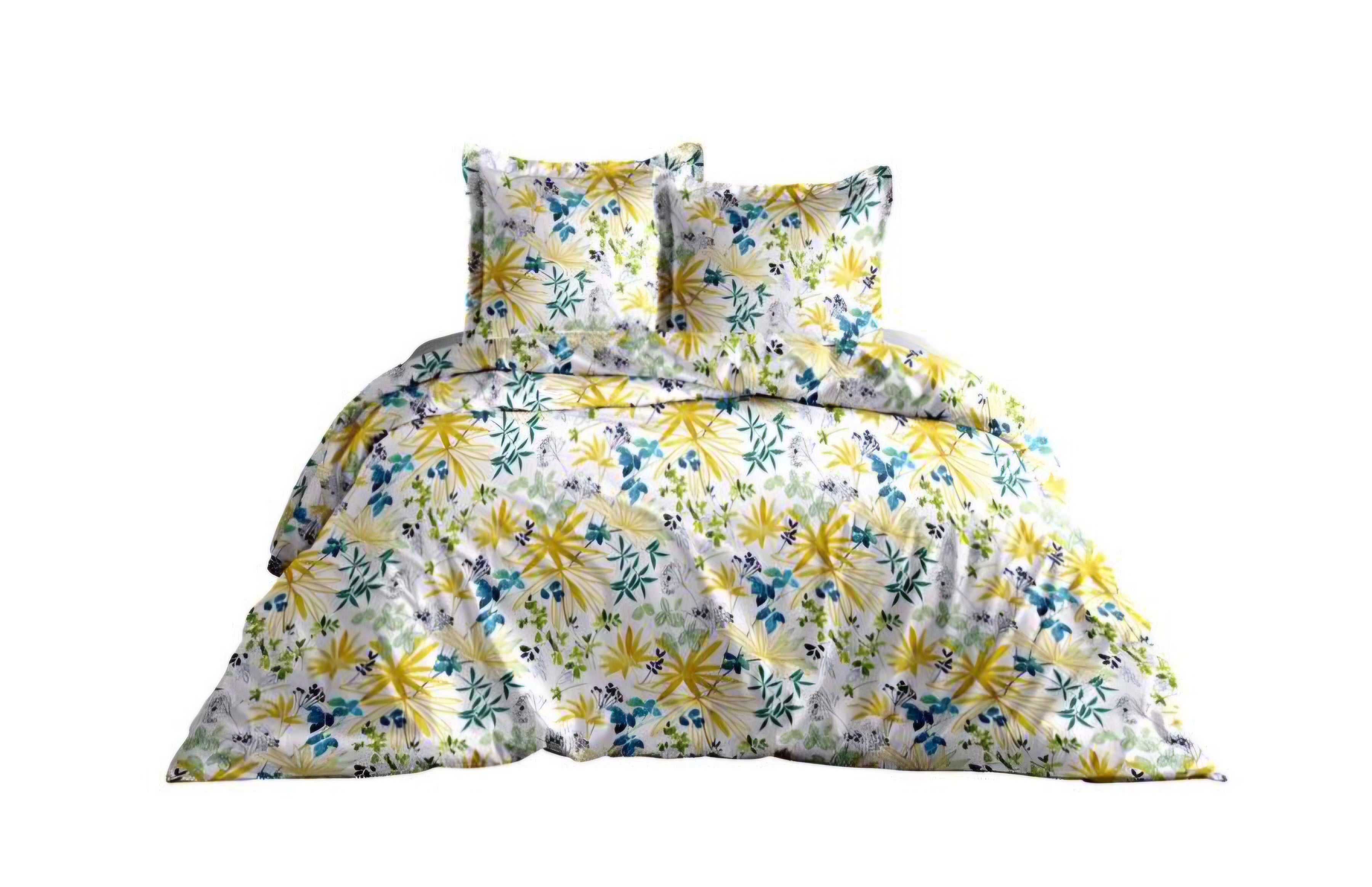 Parure de lit bleu et jaune